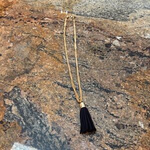 Elegant Gold and Black Tassel Necklace